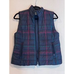 Ann Taylor LOFT Puffer Vest Womens Small Plaid Quilted Puffer‎ Vest